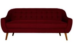Hygena Lexie Retro Large Fabric Sofa - Poppy Red